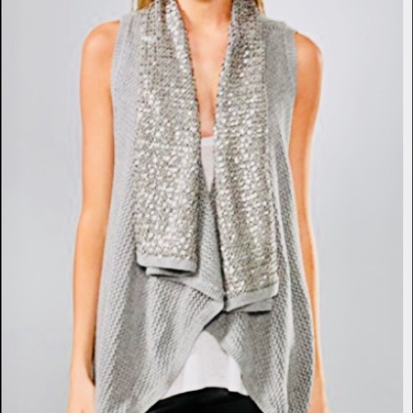 Alice + Olivia Sweaters - NWT! Alice & Olivia Heather Grey Cascade Vest S